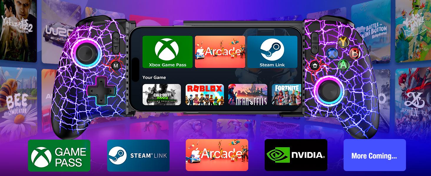 Full-Size Gaming Phone Controller for iPhone 15/16, Android Phone Tablet, Mobile Gamepad with Hall Trigger/Joysticks