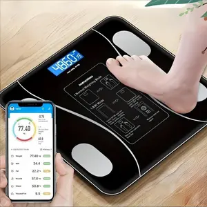 Intelligent Body Fat Scale, a Simple and Practical Digital Scale That can be Connected to a Mobile Digital Bathroom Scale to Display BMI, Body Fat, Muscle Mass, and Durable Weight Scale (Black)