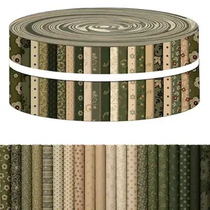 40 Pieces 2.5 x 19.7 Inch Green Tone Pre Cut Fabric Strips Assorted Fabric Bundles For Quilting Sewing Rug Making Patchwork DIY Crafts Home Decoration Sewing Supplies