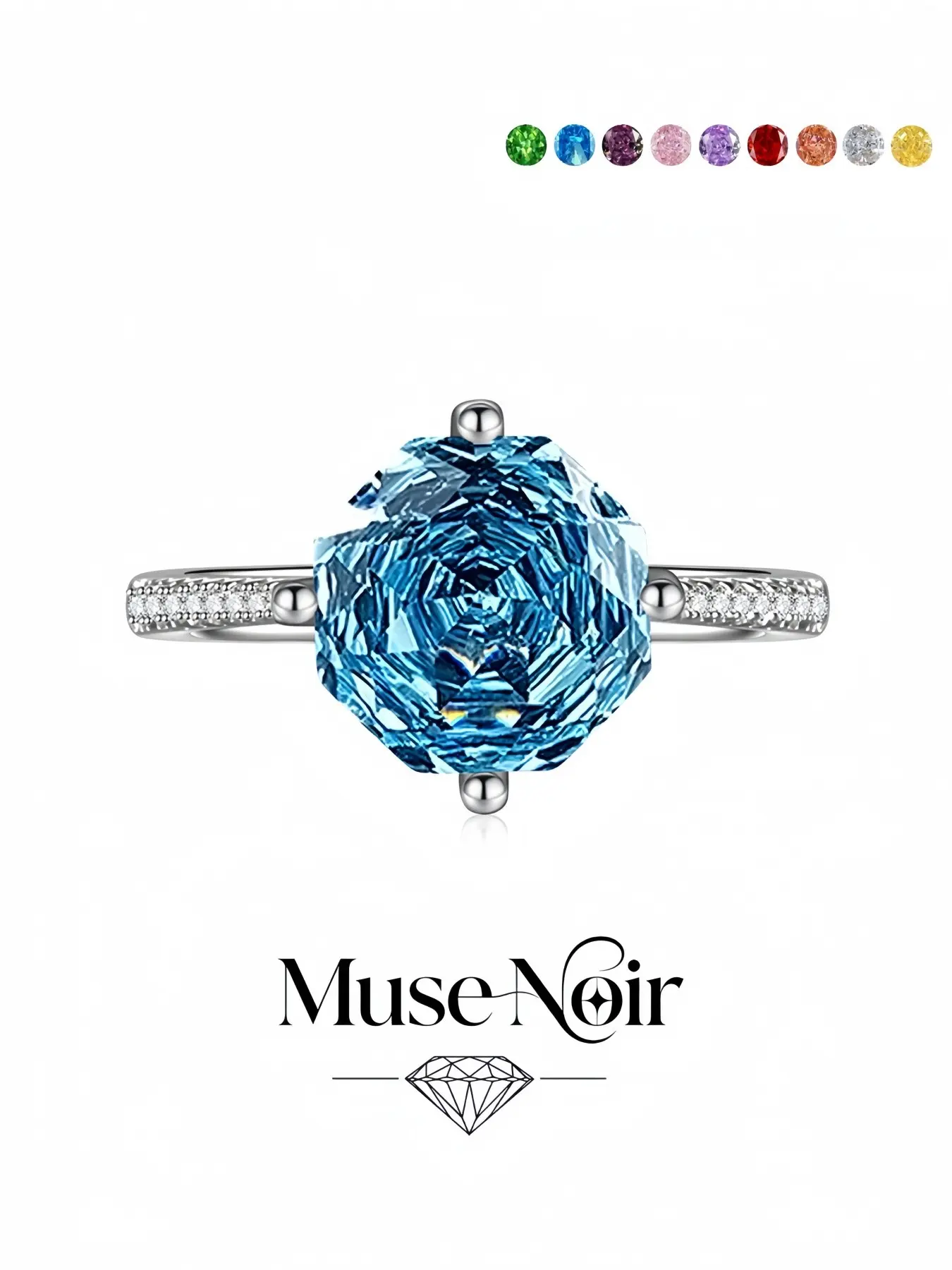 Ice Sea Star Vortex Fresh Ring features dazzling octagonal millennium-cut high-carbon stones. Light luxury and classy, it is a romantic dating gift perfect for daily styling and summer vacation trips.