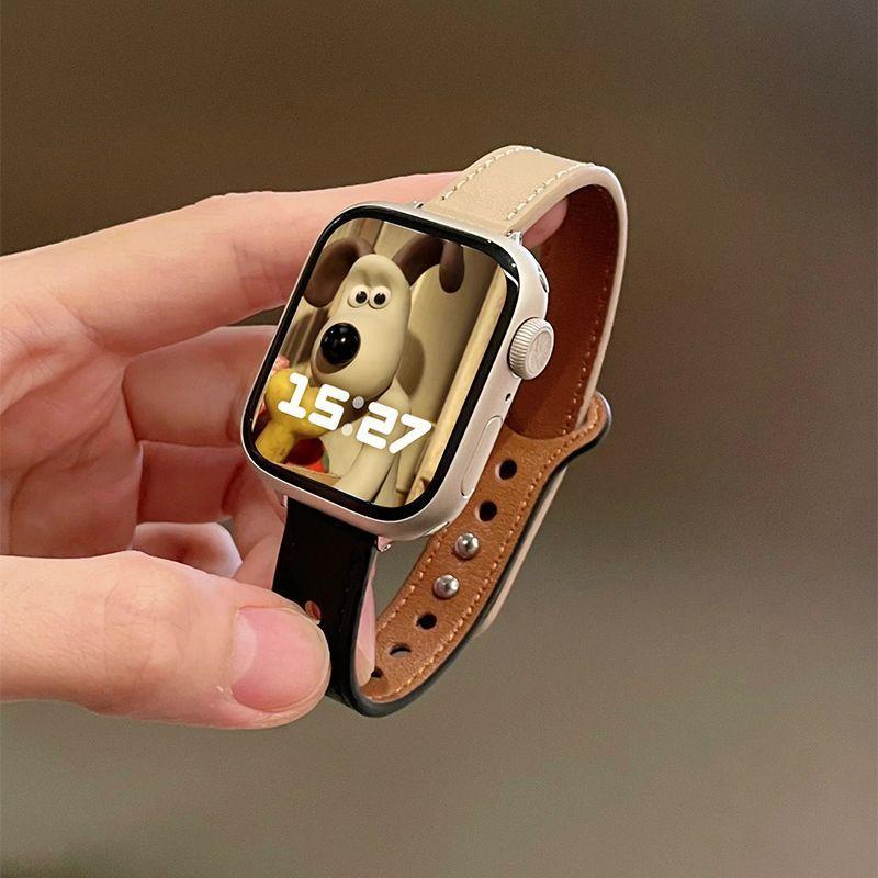 Compatible with Apple iWatch SE 10 9 Ultra 8 7 6 5 4 3 2 Watch Band Slim Genuine Leather Small Waist Women