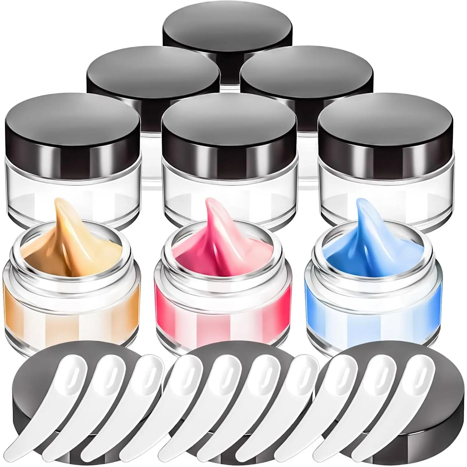 6 Pack 1oz Glass Jars with , 1ounce Small Glass Containers with  and Inner Liners, 30ml Clear Round Jars Travel Toiletries with Spatula for Makeup  Salve LipBalm Cream Lotion