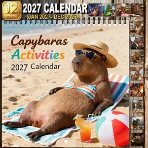 2027 Wall Calendar Planner - Perfect for home or office, a great choice for Christmas and New Year gifts, featuring a cute capybara design with fun aesthetics.