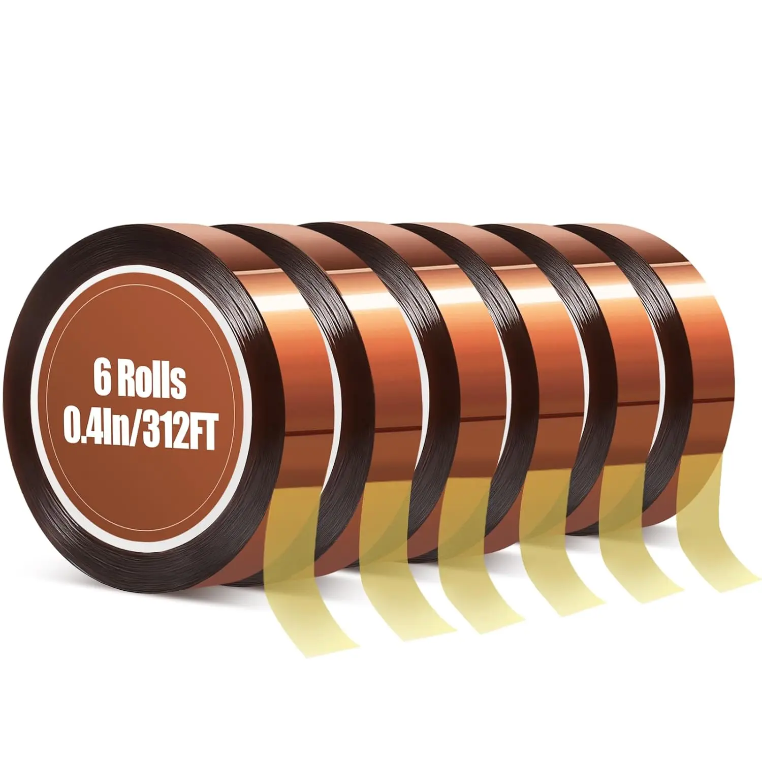 6 Rolls Heat Tape , High Temperature Heat Resistant Tape for Sublimation | 10mm*16m(52FT) Polyimide Heat Tape, Adhesive Transfer Tape for Sublimation Press Vinyl, Soldering, Electronics, No