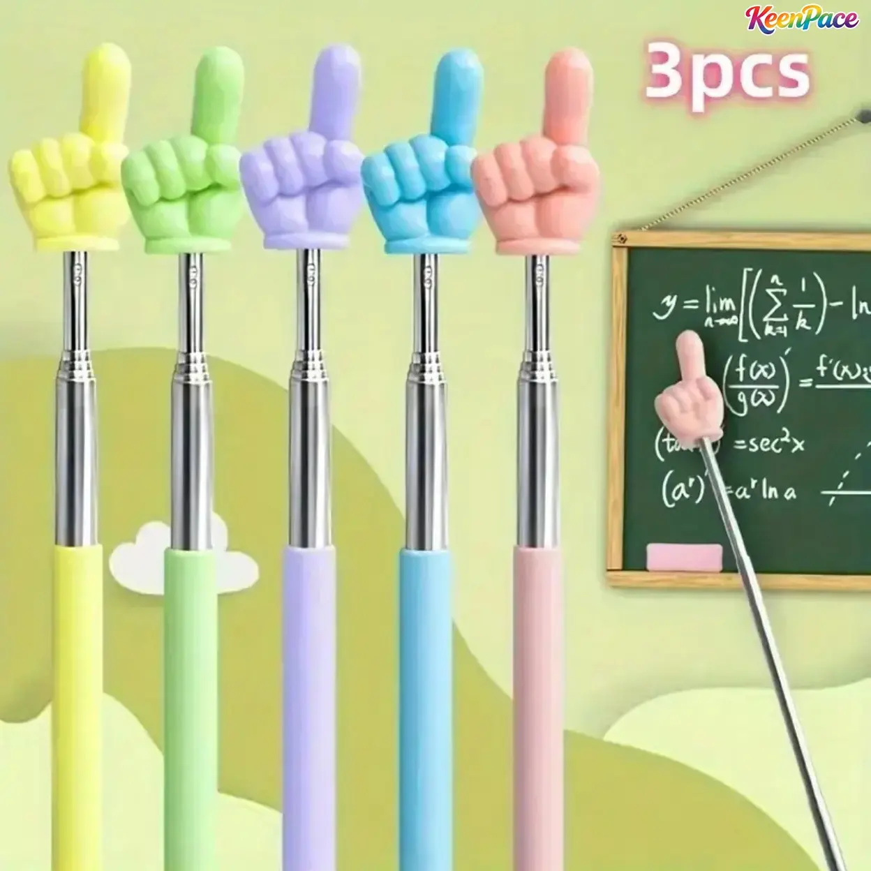 3 Pcs Funny Finger Shaped Retractable Teacher Pens, Multi-Color Extensible Writing Pens Made of Durable PE Material, Portable Stylish Stationery, Cute Classroom Accessories for Teachers and Daily Use