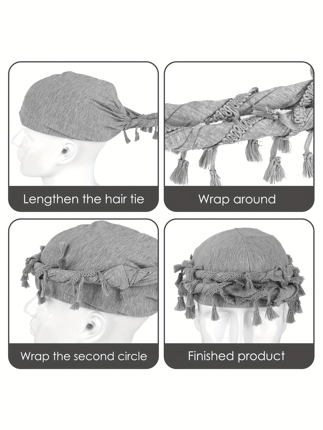 [4pcs Funky Retro Headbands] 4pcs Funky Retro Tassel Headbands & Pirate Hats - Modal, Stretch Fabric for Men, Funky Personality Style