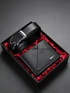 Men's Fashion Gift Set with Wallet and Belt, Accessories Set, Premium High-End Gift Box Included, Perfect for Business Casual Daily Wear All Seasons