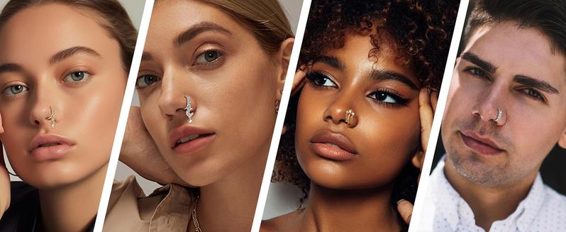 Florideco Tropical Glam Fake Nose Ring Breezy Summer Hoop Clip-On  CZ Dangle Non-Piercing Nose Ring for Women & Men, Cartilage & Tragus Jewelry