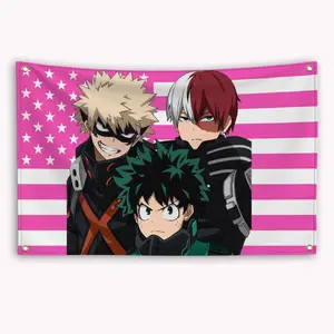 My Hero Academia Bakugo Flag Tapestry, MHA Anime Wall Banner Prop, Otaku College Dorm Room Decor, Boys Garage Man Cave Funny Flag Background