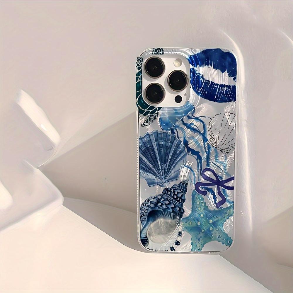 for iPhone 17/16/15/14/13/12/11 Pro Max/Pro/Plus/Air/Xs Ocean Shell Pattern Case – Shockproof, Anti-Fingerprint, TPU & PET Material, Beachy Design Protection Protective Cover