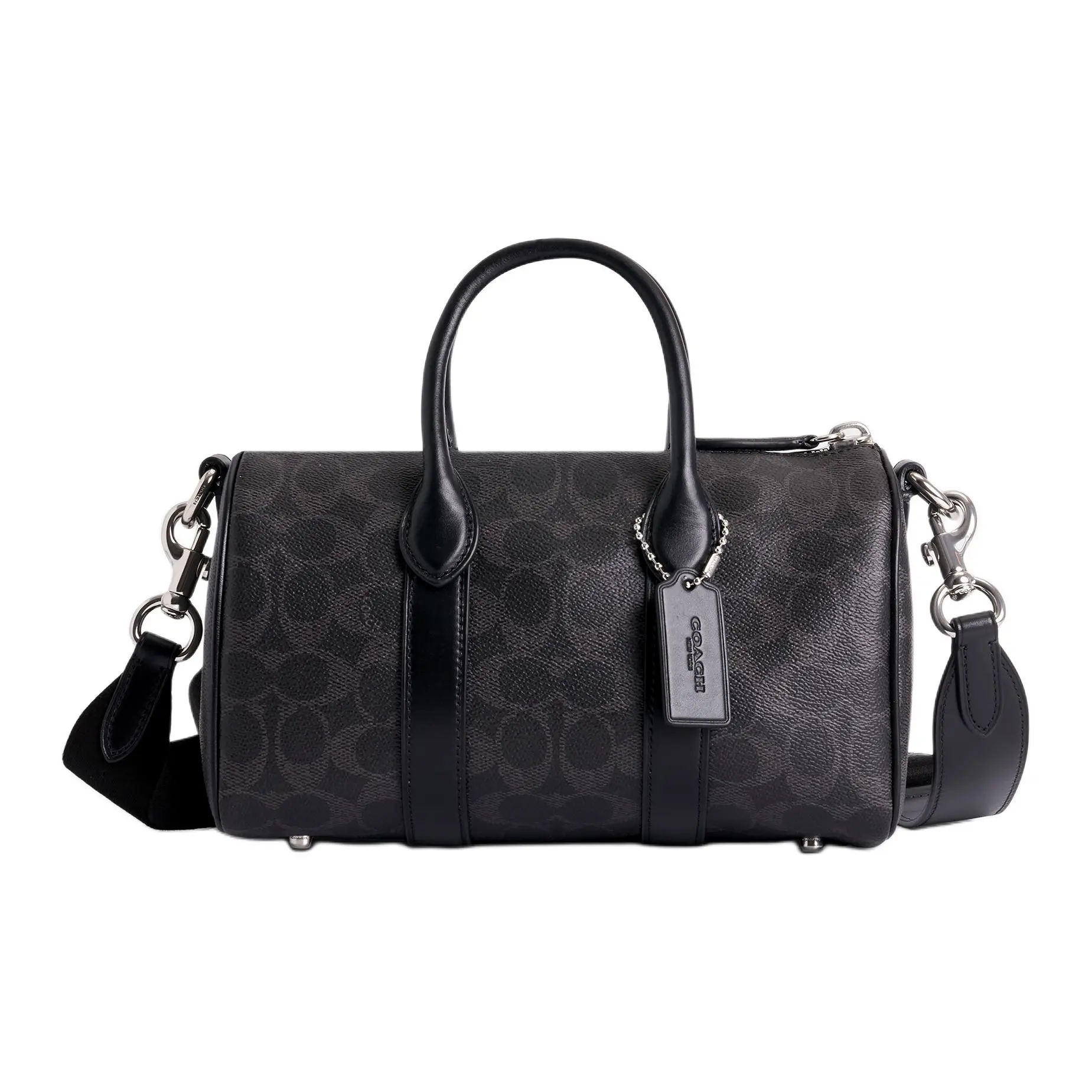 COACH Compass 25 Leatherette Bowling Bag – Unisex Crossbody and Shoulder Tote in Black