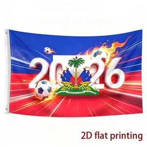 Haiti 2026 Football Theme Pattern Banner Single-Sided Printing, Fan Cheer Flag, Party Banner, Decorative Banner, Cheer Hanging Banner, Suitable for Sports Events, Football Games, Party Banners Outdoor, Garden Decoration