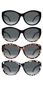 2 Pack Progressive Multifocus Reading Glasses Men and Women Computer Blue Light Blocking Anti Eyestrain Readers (Blue Brown, 1.75)