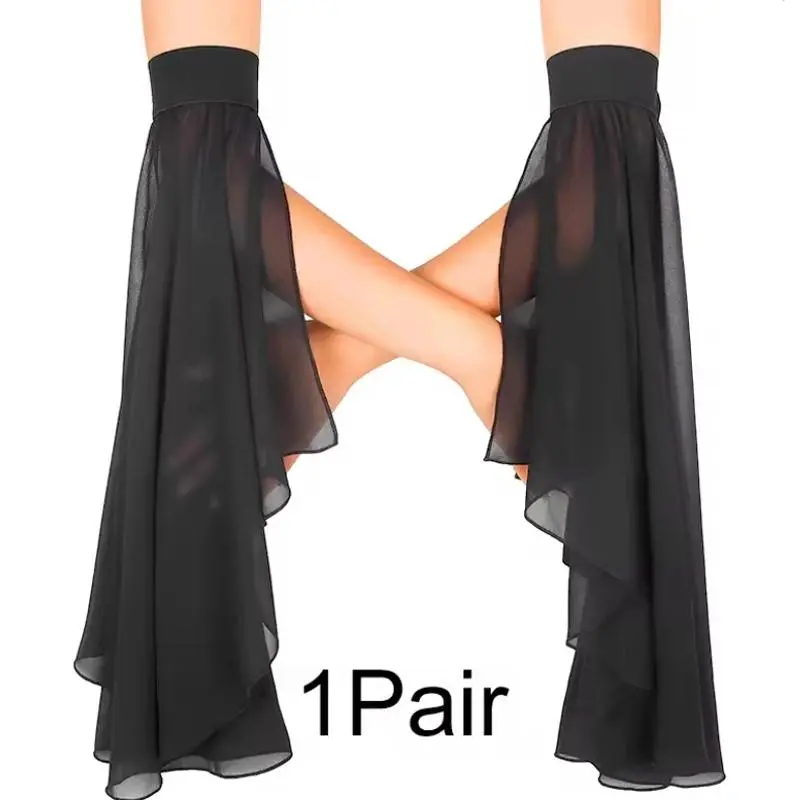 1Pair Women Long Tulle Sleeves Sunscreen Detachable Decorative Sheer Chiffon Arm Covers Gloves Wedding Dress Costume Accessories