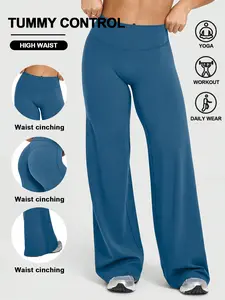Women's Casual Slimming Straight Leg Pants Yoga Wear, Autumn Winter Wide Leg Running Fitness Nine-Point Pants, Comfortable Workout Trousers