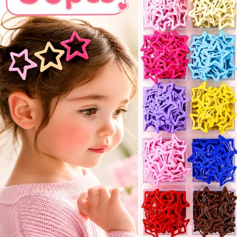 30pcs Colorful Star Hair Clips, Shiny Pentagram Barrettes, Cute Bang Clips for Girls, Everyday Hair Accessories, Fun and Stylish Design, Hair Styling Accessories