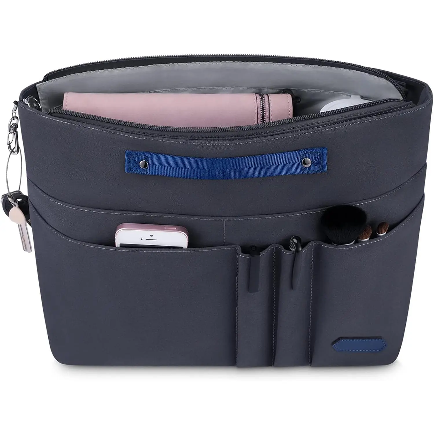 Purse Organizer Insert for Handbags,Tote Bag Organizer Insert Zipper Bag for Women, Handbag Organizer Inside Liner with 15 Pockets