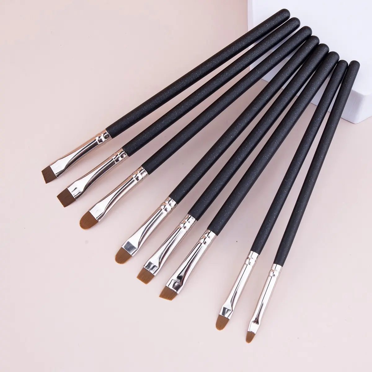 8 Pcs Eyebrow Concealer Brush Set, Flat & Angled Design, Ultra Thin Precision Makeup Tools, Ideal for Eye Liner Application, Eye Brush Kit