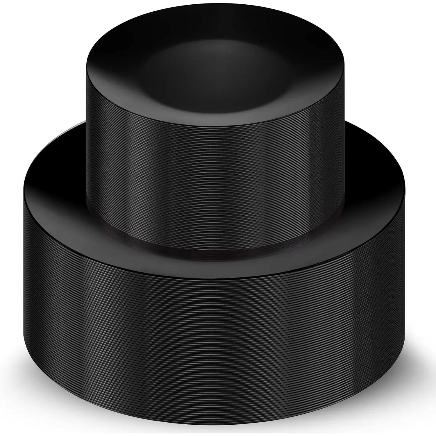 100 Black Plastic Plates Set, 50 count 10.25 Inch Disposable Dinner and 50 count 7.5 Inch Plastic Dessert Plates, Elegant Fancy Heavy Duty for Party, Wedding, Black
