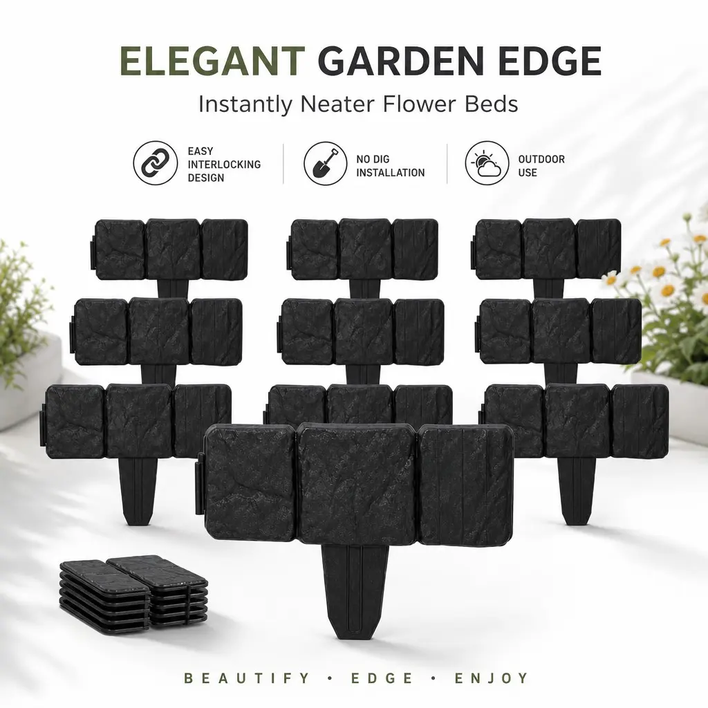 Garden Edge Trim Board, Garden Edging Border, Stone Look Fence Panels, Outdoor Decor Accessories, Pathway Decoration, Plant Division, Durable for All Seasons, Faux Stone