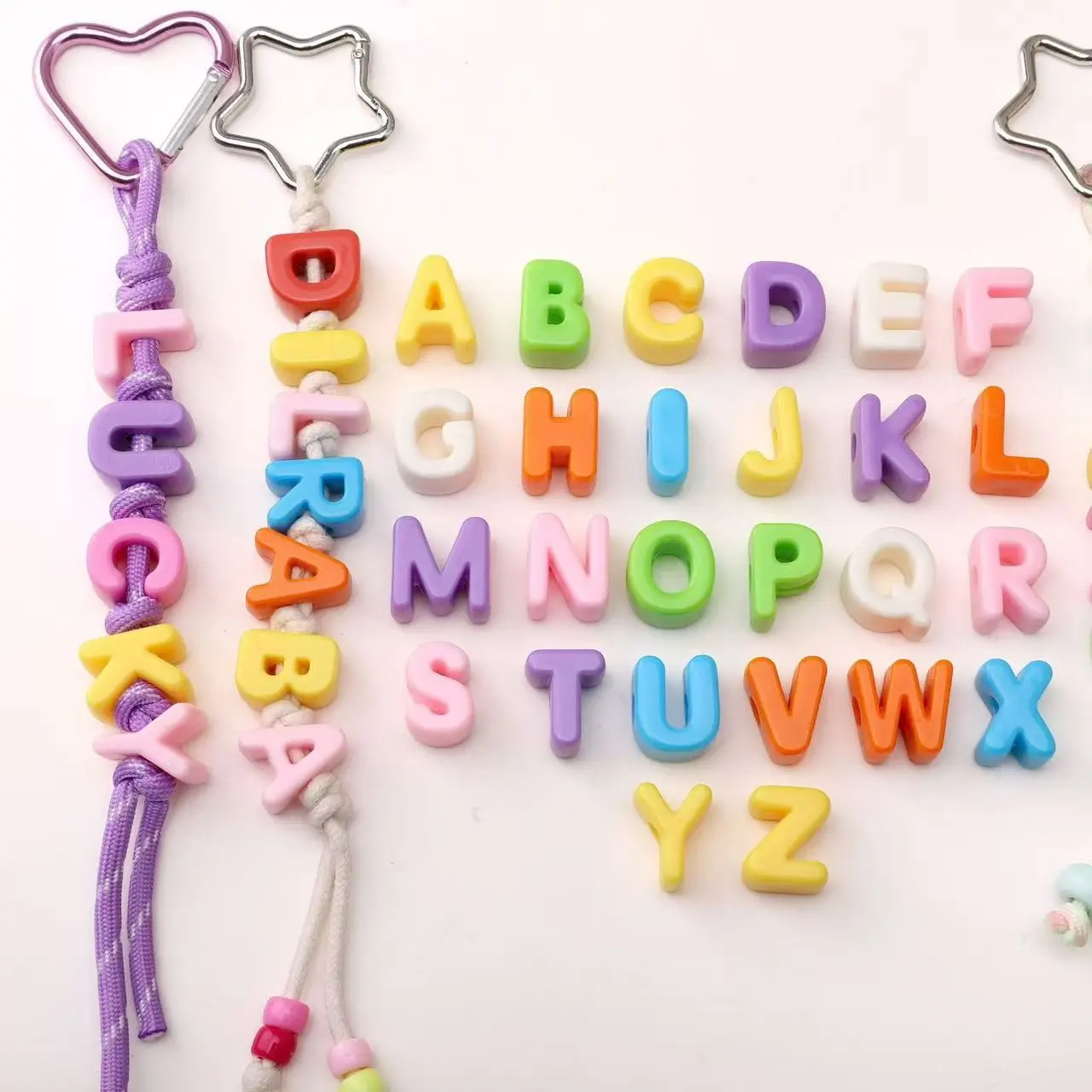 100pcs Acrylic Macaron Color Beads, Matte Large Hole Letter Beads, Alphabet Beads, DIY Phone Chain, Bag Charm, Creative Gift Accessories