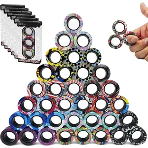 36Pcs Magnetic Rings Fidget Toys Spinner Set Prizes for Kids Classroom Party Favors,Finger Magnet Rings Endless Hours of Fun ADHD Stress Relief Fidget Spinners for Birthday Adultsfidget toys