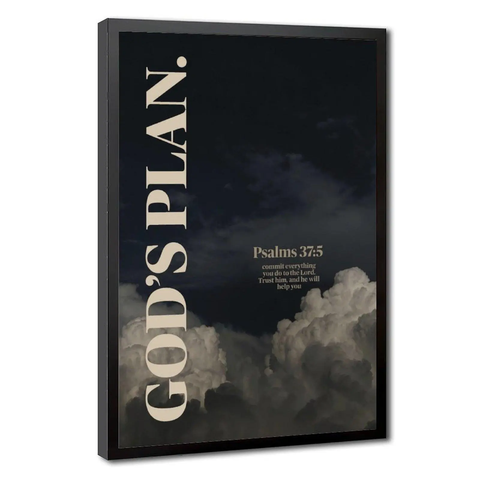Christian Faith Artistic Poster - Bible Verse Psalms 37:5 Scripture Print, Cloud Sky Photography, Minimalist Multi-Size Frame-Ready Home Wall Decor for Bedroom, Living Room