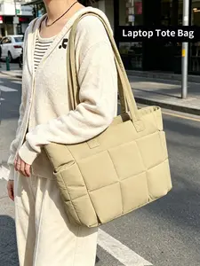 Large Capacity Tote Bag, Multi-Pocket Organizer Work Bag Fits 15.6" Laptop, Lightweight Travel Handbag with Side Water Bottle Pockets & Back Luggage Sleeve