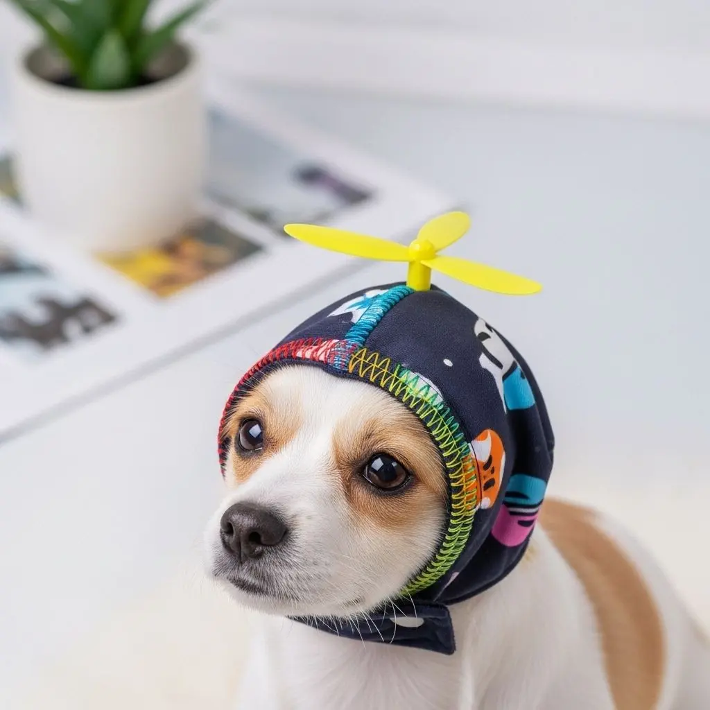 Pet Headband Rotating Bamboo Propeller Hat, All-Season Dog Decoration Ear Cover, Adjustable Anti-Fall for Small to Medium Dogs