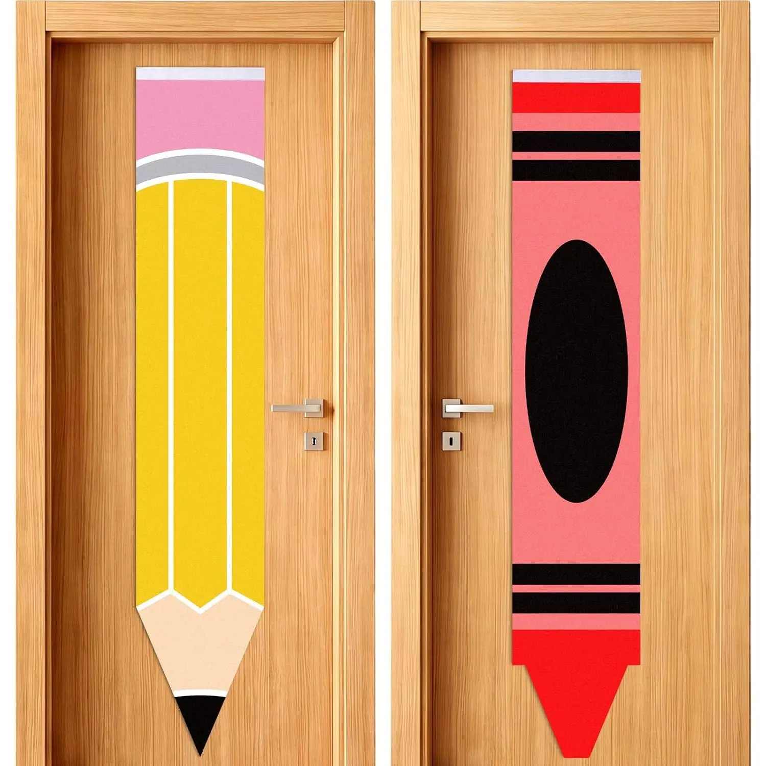 2 count Pencil Classroom Door Window Curtains  to School Classroom Door Decoration Pencil Curtains for Window Covering for   Primary School Teachers Office Decor