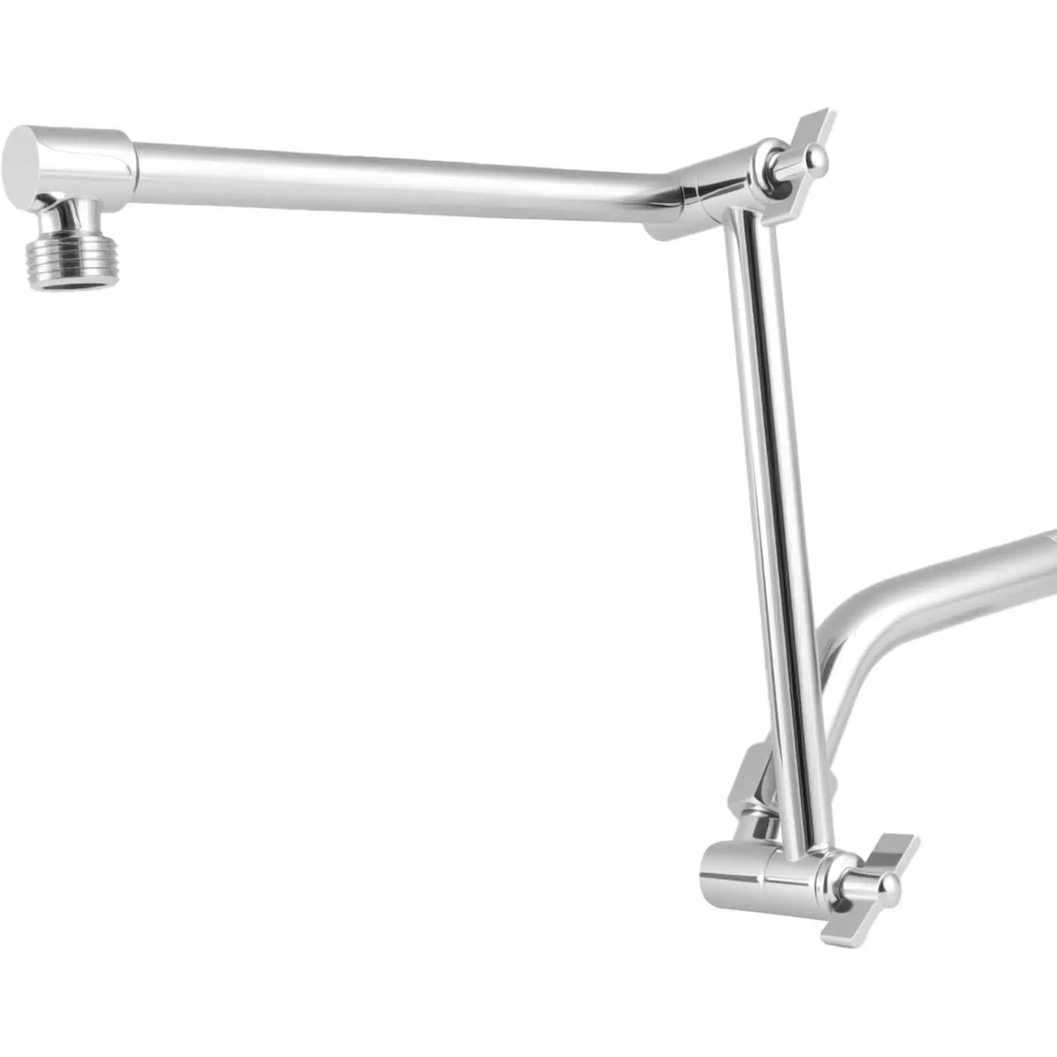 Shower  Extension Arm, 16 Inch Solid Brass Adjustable Extender with Lock Joint, Height & Angle Adjustable Shower Arm for Rainfall or Fixed Shower , G1/2 Connector (Chrome)
