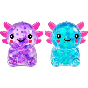 Axolotl Squishy Toy, Glitter Fidget Toys Cute Axolotl Stress Relief Squeeze Toy Gifts for Kids Youth Adult, Party Favors Squishies Toys (purpleblue)