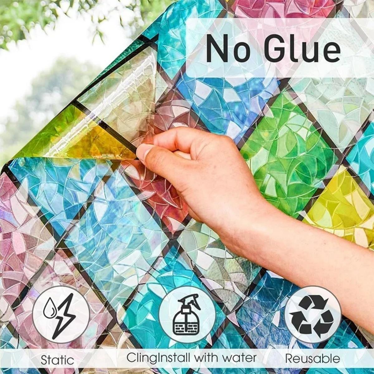 Rainbow Holographic Window Privacy Film, 1 Roll Decorative UV Sun Blocking Static Cling Window Covering Film, Sticker Decoration, Window Decorative Sticker for Home, Ornaments