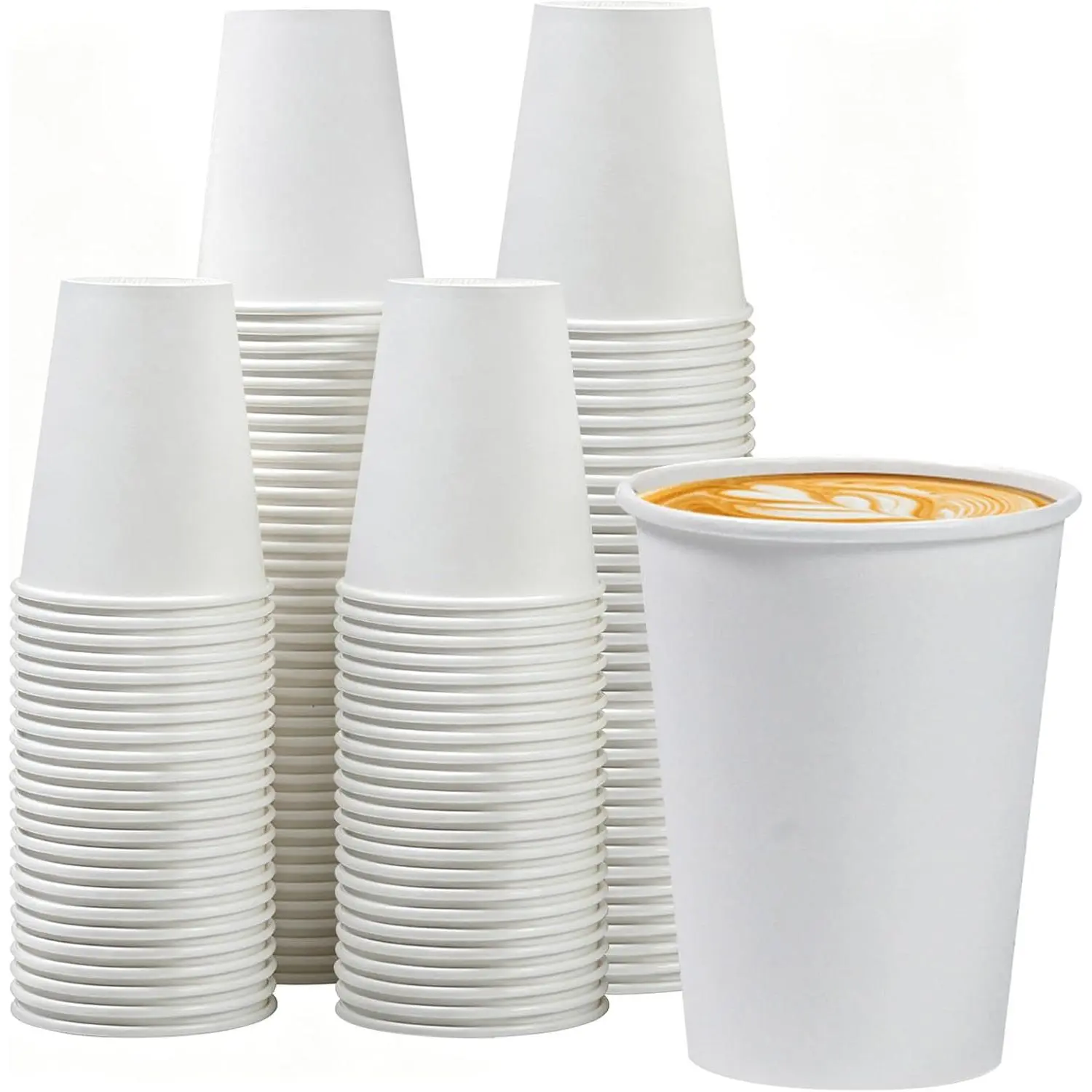 100 Pack 12 oz Paper Cups, Disposable Coffee Cups, Paper Coffee Cups 12oz, Hot/Cold Beverage Drinking Cups