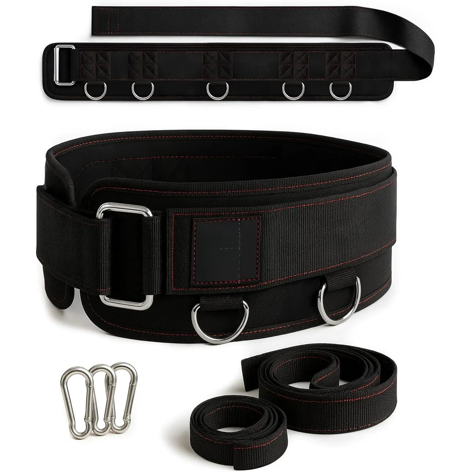 Heavy Duty Adjustable Dual Cable Attachment Weight Lifting Belt - Waist Belt for Cable Squats, Hip Trainer, Smart Home Gym, Optimal Weight Distribution Points, Included Straps & Metal Snap Hooks, Dual Cable Attachment Weight Lifting Belts