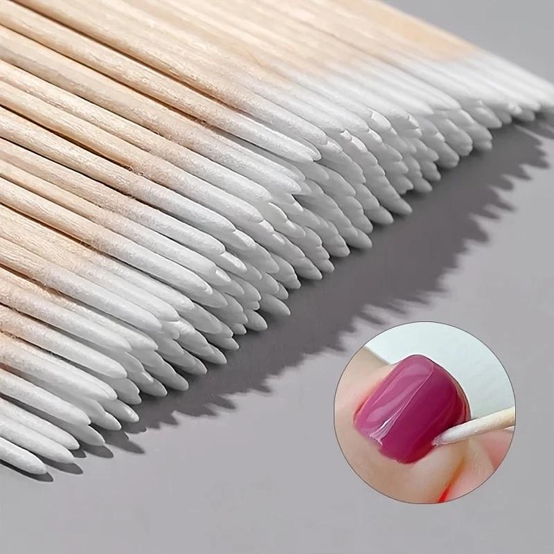 100pcs Beauty Salon Precision Soft Pure Cotton Swabs, Remover Swab, Tattoo Removal, Makeup Brush, Nail Art Polish, Dusting Tool, Disposable Hygiene Cotton Sticks