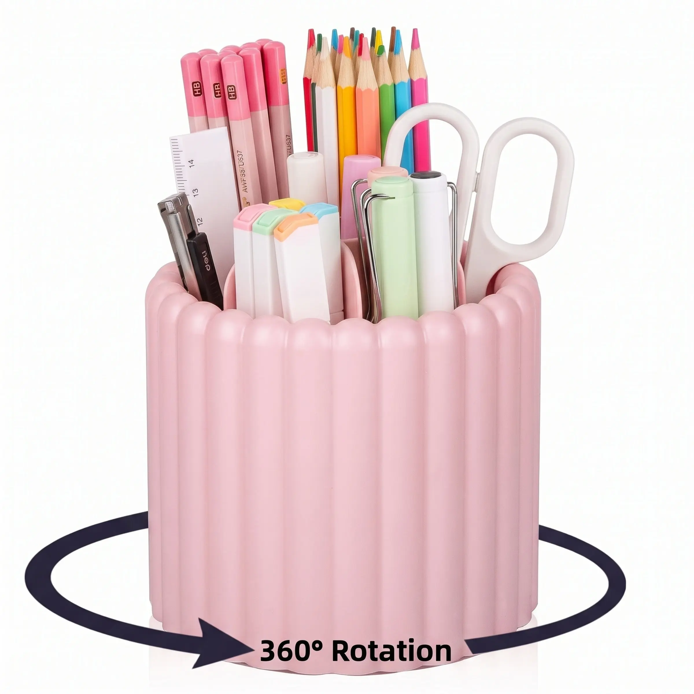 360 ° rotating desktop pen holder, 7-slots detachable rotating pen holder, fashionable office stationery accessory, suitable for schools, offices, and homes, desktop accessory, stationery storage organizer, Pen Pencil Holder