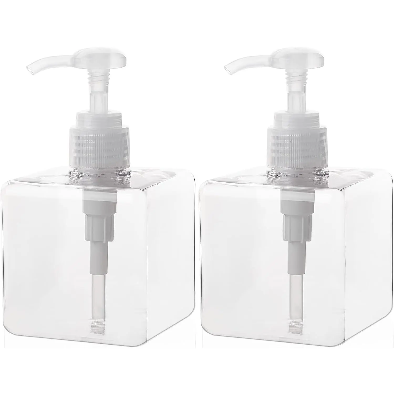 Pump Bottle, Refillable Plastic Empty Lotion Soap Dispenser Liquid Container for Bathroom Shampoo and Body Wash, 8.5oz/250ml Clear 2 Pack