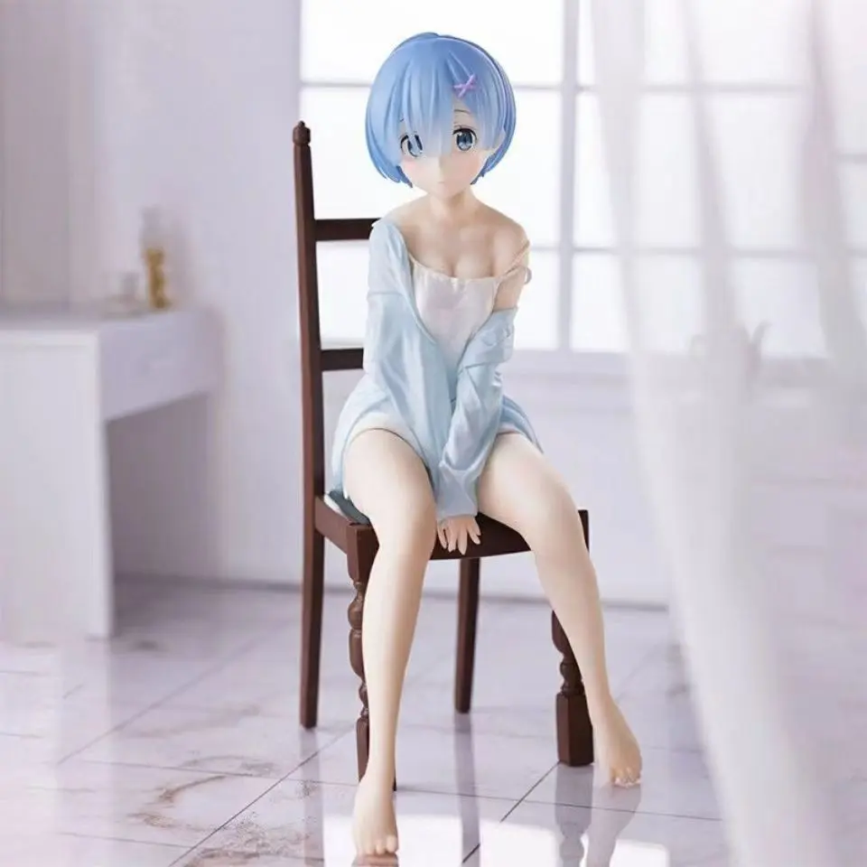 Re:Zero Rem & Ram Relax Time Loungewear Chair Sitting Figure, 14cm Sitting Pose, Desktop Decorative Model, Gift Box Packaging, Ideal for Collectors & Fans