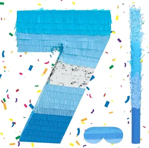 Pinata Bundle with Blindfold and Bat(16.2 x 11.1 x 4 Inches), Perfect for Boys and Girls Birthday Party Supplies, Blue Theme Birthday Decoration