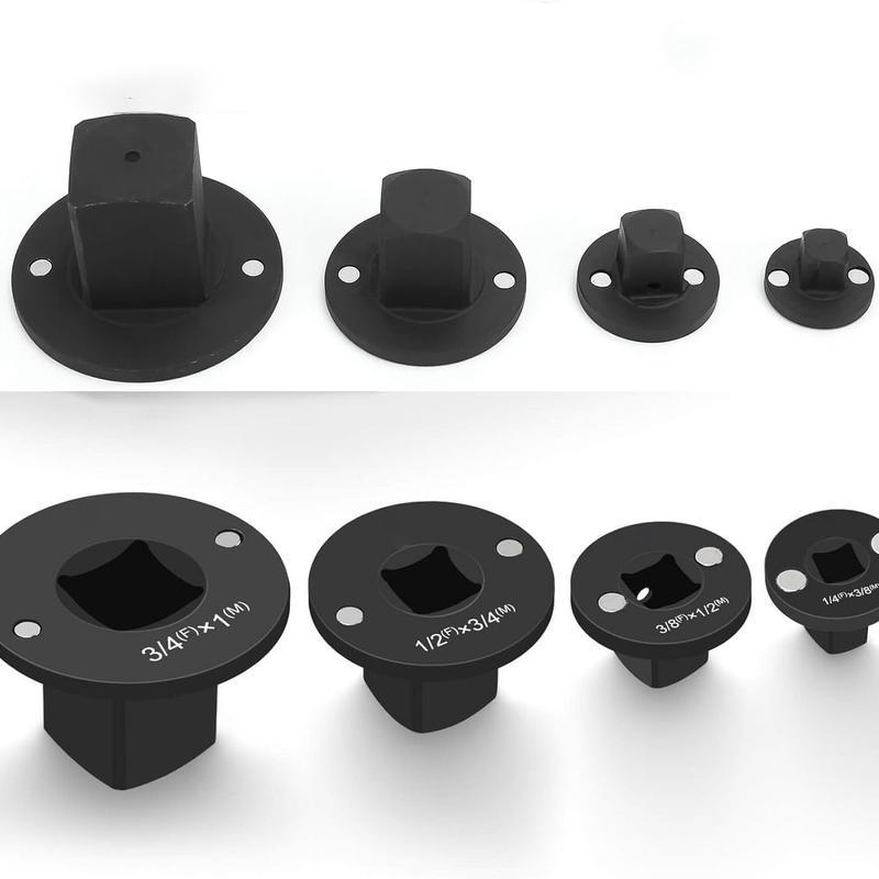 Low Impact Socket Adapter Set Drive Ratchet Adapter 4-Piece Set with Precise Dimensions for Compatibility Durable Cr-Mo Steel Stackable Design for Automotive Repairs and DIY Projects