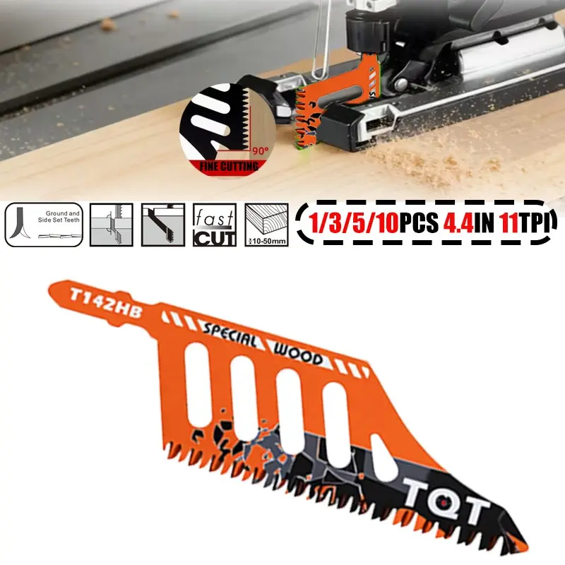 1/3/5/10PCS T142HB Curved Jigsaw Blades, Engineered, Triple-Ground Teeth for Zero-Angle & Fast Curve Cutting in Softwood, Chipboard & Plywood, Woodworking