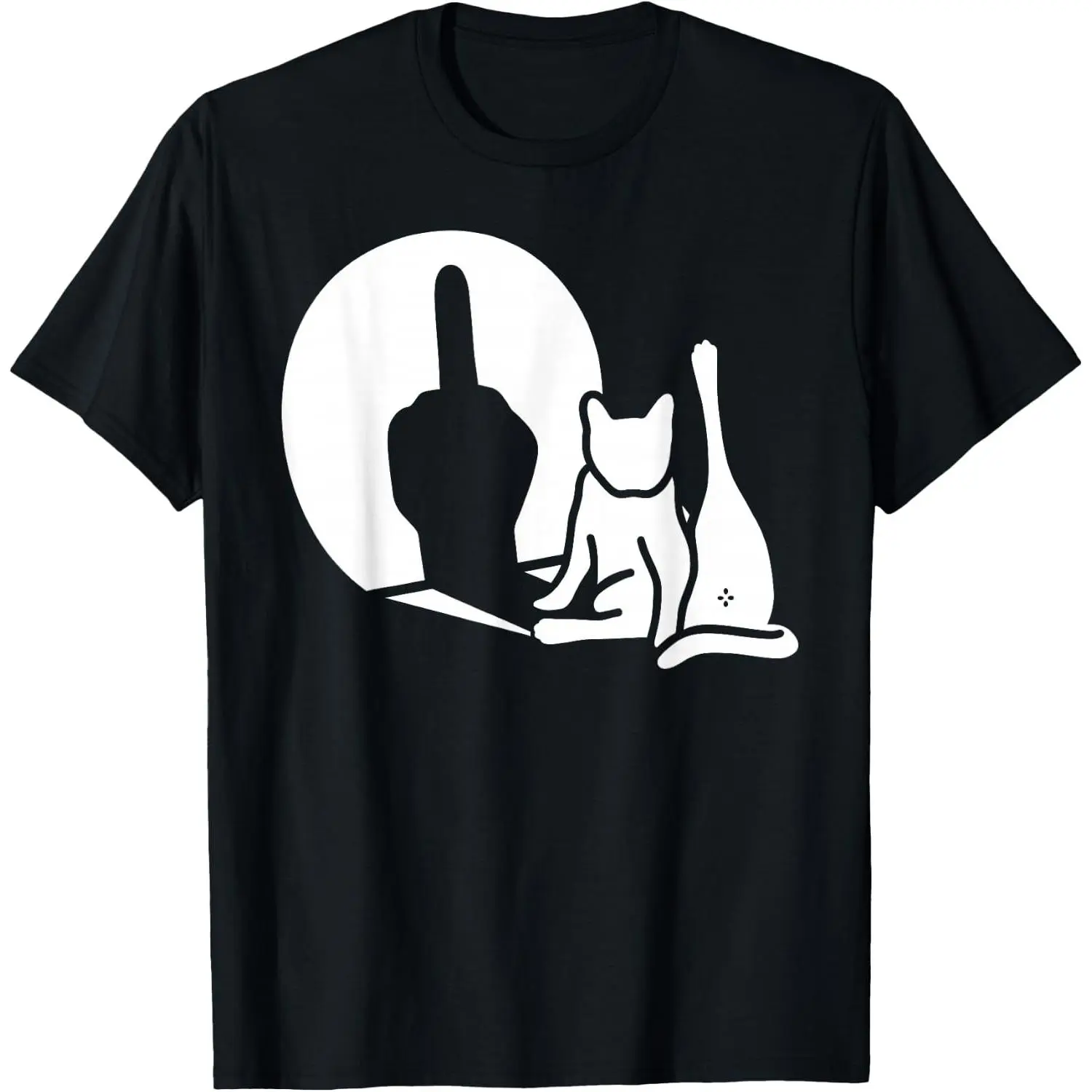 Cat Shadow Funny Middle Finger Gesture T-Shirt