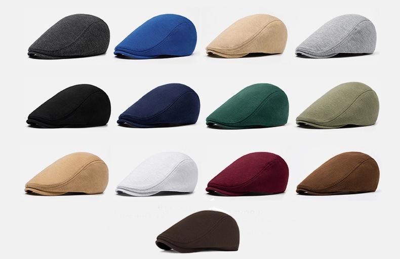 BIGWIG Men's Retro Cotton Flat Top Cap, Unisex Flat Top Sports Cap, Newsboy Cap, Gatsby Cap, Autumn/Winter Wool Plain Beret, Warm Front Cap, British Style Soft Top Newsboy Cap, Solid Color Hunting Cap, Driver's Cap