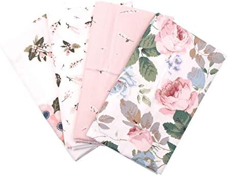 RayLineDo4PCS 48cmX48cm Flower Pattern Patchwork Bundle Squares Quilting Scrapbooking Sewing Art Craft Beds Curtains Pillows Pajamas