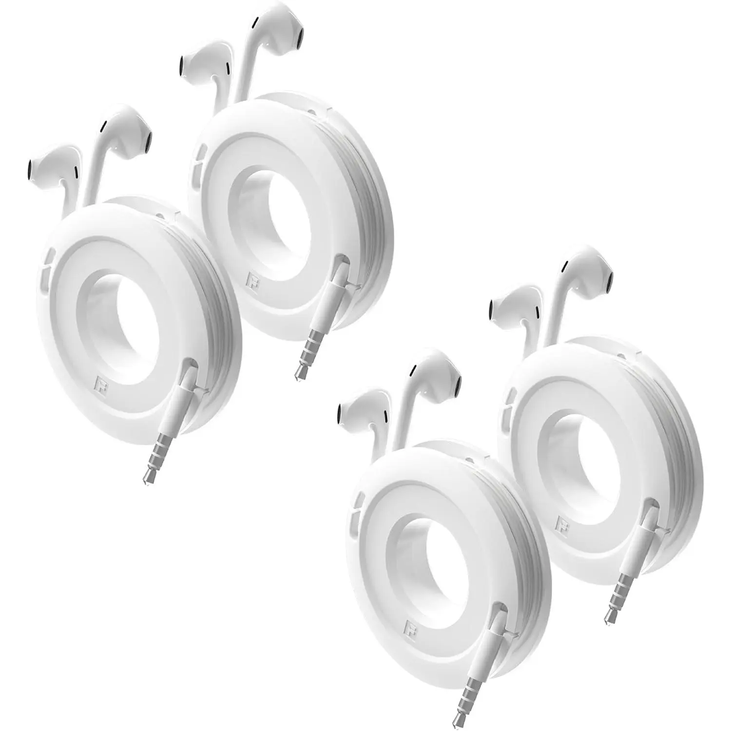 Side Winder Mini and Max Headphone, Earbud and   Winder and Organizer  for Wrapping Earbuds and Cords for Travel and Organization 4-Pack (White, Mini)