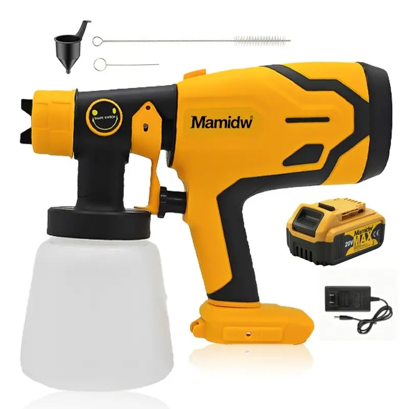 Cordless HVLP handheld paint sprayer kit, 27.05 oz, for surface coating on cars, wood, furniture, and steel, includes battery and charger.