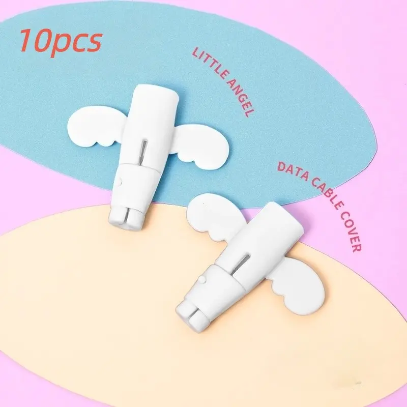 10pcs Cute Angel Design Data Cable Protector, Anti-Break Charging Cable Sleeve, Durable Data Cable Cover, Ideal for Charging Cables