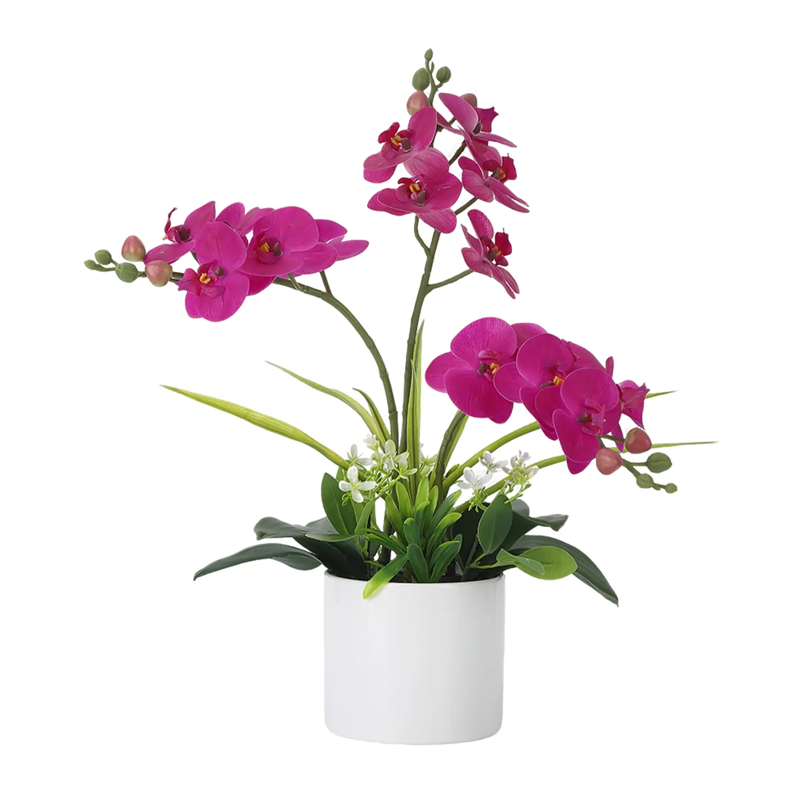 Elegant Artificial Phalaenopsis Orchid Arrangement in Vase – Real Touch Silk Faux Flowers, Perfect for Home, Office, Table Centerpiece, or Wedding Decor – Realistic and Low Maintenance – Purple