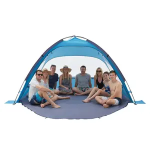 VEVOR Beach Tent Sun Shelter for 8 Person, UPF 50+ Protection, Portable Sun Shade Canopy with Carrying Bag Sand Pockets, Lightweight and Easy Setup Beach Umbrella for Camping Fishing Outdoor Picnic